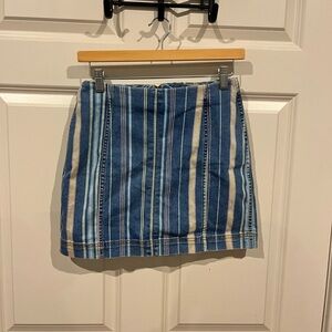 Wild Fable Denim and Cream Striped Pencil Skirt